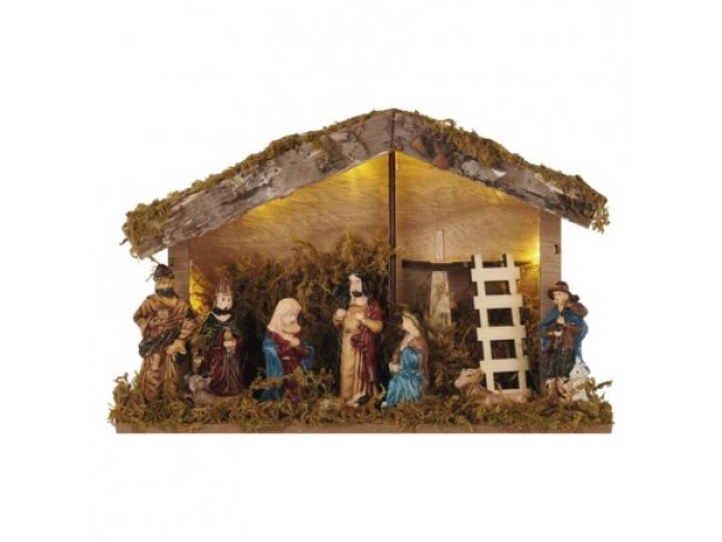 LED vianočný betlehem, 17 cm, 2x AA, vnútorný, teplá biela