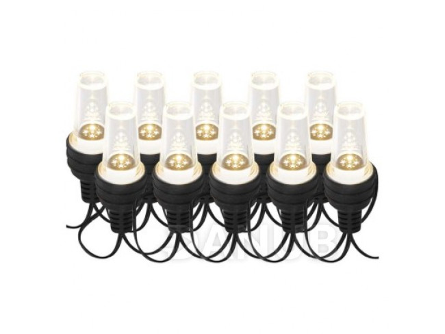 LED svetelná reťaz – 10x párty žiarovky číre, 4,5 m, vonkajšia aj vnútorná, studená biela