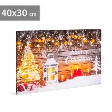 Vianočný LED obraz - s vešiakom na stenu ,2 x AA, 40 x 30 cm