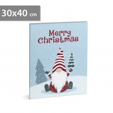 Vianočný LED obrázok - s vešiakom na stenu , 2 x AA, 30 x 40 cm