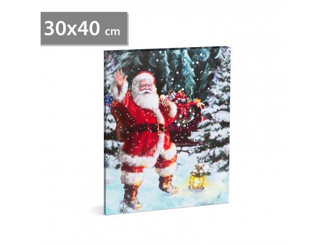 Vianočný LED obraz - s vešiakom na stenu , 2 x AA, 30 x 40 cm