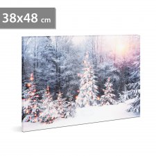 LED obraz na stenu - zimná krajina -  2 x AA, 48 x 38 cm