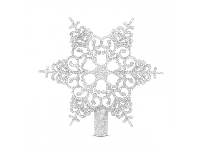 Ozdoba na špic vianočného stromu - v tvare hviezdy - 20 x 20 cm - strieborná