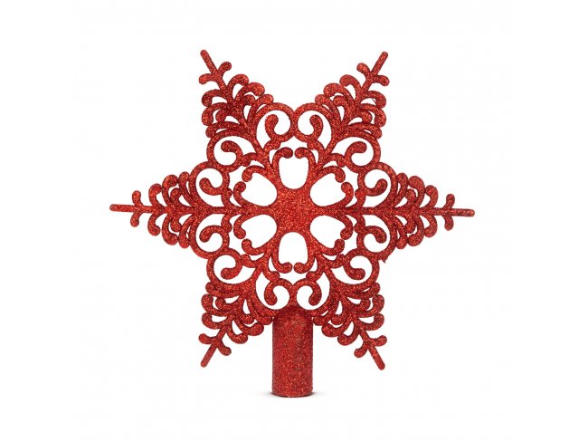 Ozdoba na špic vianočného stromu - v tvare hviezdy - 20 x 20 cm - červená