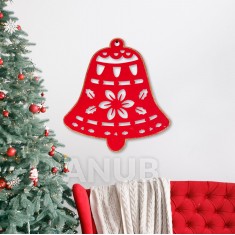 Vianočná dekorácia - zvonček - 39,5 x 42 cm - červená / zlatá
