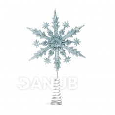 Ozdoba na špic vianočného stromu - snehová vločka - 22 x 15 cm - svetlomodrá