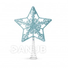 Ozdoba na špic vianočného stromu - hviezda - 20 x 15 cm - svetlomodrá