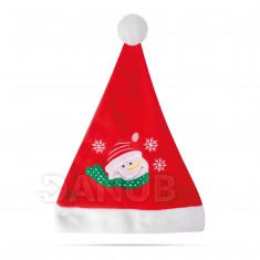 Vianočná mikulášska čiapka - Snehuliakový vzor - 27 x 39 cm