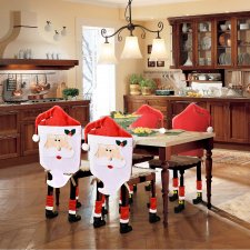 Vianočná dekorácia na stoličku sada - Mikuláš - 47 x 75 cm - červená / biela
