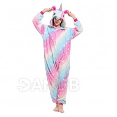 Plyšový overal Kigurumi - vzor jednorožec - veľkosť S - 155 cm