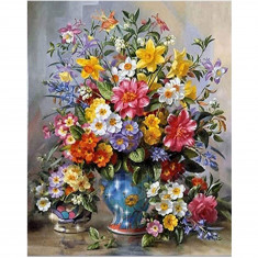 Diamantové maľovanie - výšivka - 30x40 cm - farebné kvety