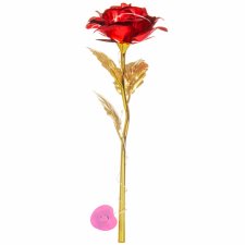 Springos Večná ruža - Led - 25 cm - červená / zlaté listy