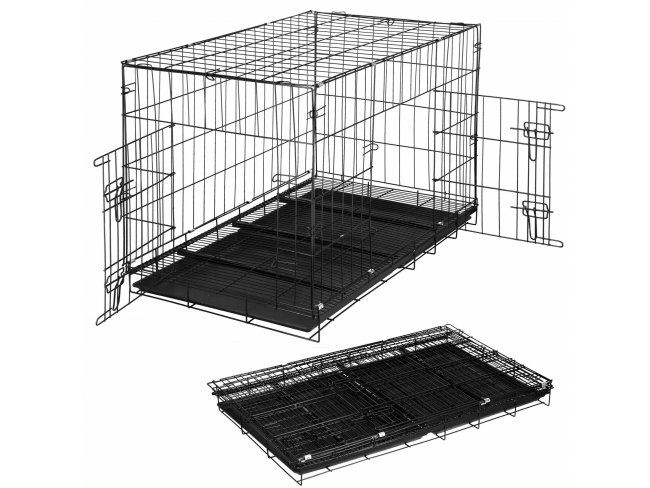 Chovateľská klietka pre zvieratá - skladacia - 100 x 70 x 60 - L - čierna