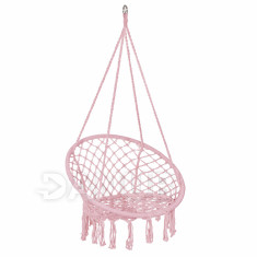 hojdacie kreslo s operadlom a so strapcami - 60x60x44cm - ružové