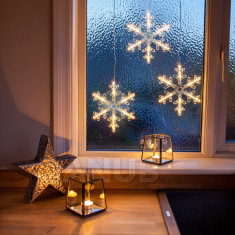 LED dekorácia - snehová vločka - 16 x 19 cm - teplá biela - 3 x AA