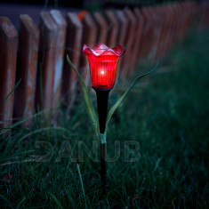 LED solárna lampa tulipán - žltý/červený/ružový - 31 cm - 12 ks / krabica