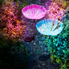 Solárna medúza z optických vlákien - 80 cm - farebné LED