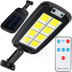 LED solárne pouličné svietidlo 60W - 6000K - pohybový senzor - s diaľkovým ovládaním - čierne