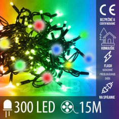 Vianočná led svetelná reťaz vonkajšia FLASH - na spájanie - 300led - 15m - multicolour