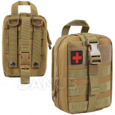 Springos Vojenská zelená taktická taška na opasok - núdzová lekárnička