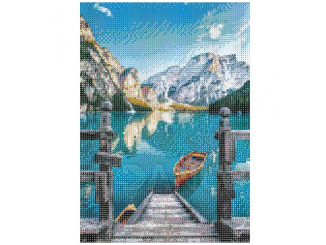 Diamantové maľovanie - výšivka - 30x40 cm - hory a jazero