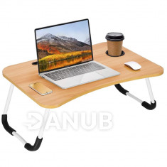 Springos Skladací stolík pod notebook - svetlohnedý