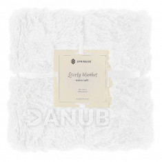 SPRINGOS Obojstranná vlnená deka 160x200cm - biela