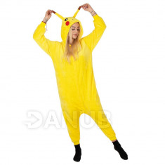 Plyšový overal Kigurumi - vzor pikachu - veľkosť S - 156 cm