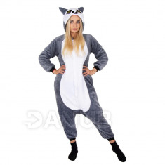 Plyšový overal Kigurumi - vzor lemur - veľkosť S - 155cm