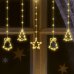 Vianočná led svetelná záclona vonkajšia - záves - vonček/stromček/hviezda - 186led - 2m teplá biela