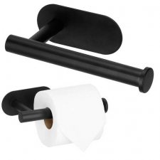 Springos Držiak na toaletný papier oceľový - samolepiaci - čierna matná