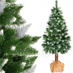 SPRINGOS Umelý vianočný stromček - 160 cm - prírodný kmeň - diamantová borovica zasnežená