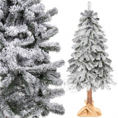Springos Umelý vianočný stromček - prírodný kmeň - 220 cm - zasnežený smrek