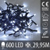 Vianočná led svetelná reťaz na spájanie vonkajšia s časovačom - 600led - 29,95m studená biela