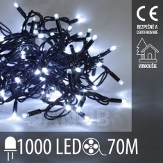 Vianočná LED svetelná reťaz vonkajšia - 1000LED - 70M Studená Biela