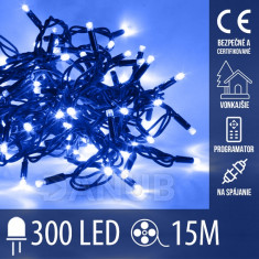 Vianočná led svetelná reťaz vonkajšia - na spájanie + programator - 300led - 15m Modrá