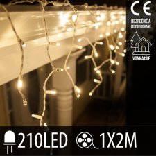 Vianočná led svetelná záclona vonkajšia - 210led - 1x2m teplá biela