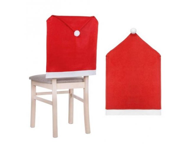 Vianočný návlek na stoličku - mikulášska čiapka - červená