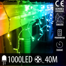 Vianočná led svetelná záclona vonkajšia - programy - časovač + diaľkový ovládač- 1000led - 40m multicolour