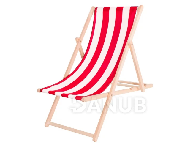Drevené lehátko - červeno biele pásiky