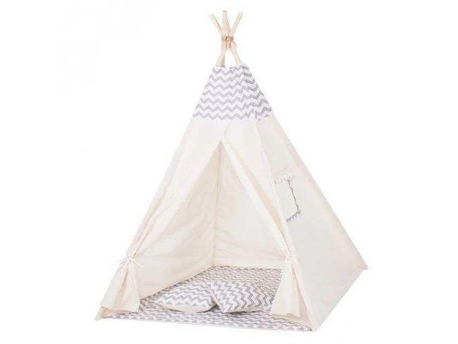 Detský indiánsky stan Teepee - sivý cikcak