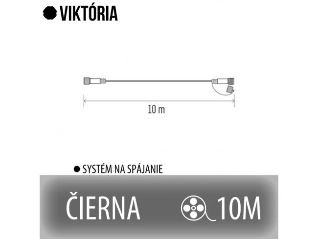 VIKTÓRIA predlžovací kábel pre spojovateľné reťaze - 10m - čierny