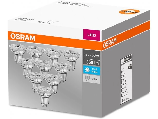 Led žiarovka gu10 4.3w 350lm osram 4000k 36° - neutrálna biela - 10ks
