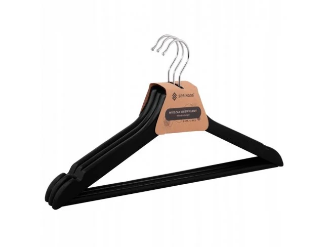 Drevené vešiaky na šaty - 3 ks - čierne