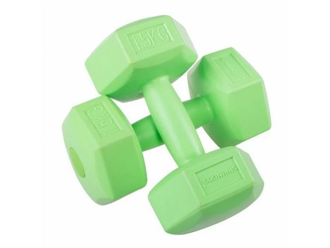 Jednoručné činky 1,5kg zelené - 2ks