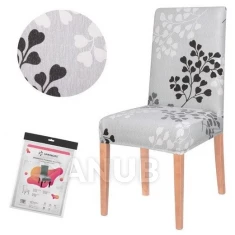 Návlek na stoličku univerzálny - sivo-čierne listy