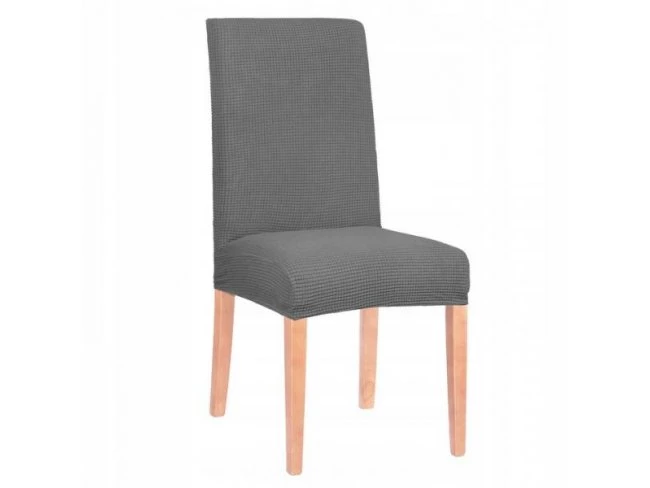 Návlek na stoličku univerzálny - tmavo sivá mriežka