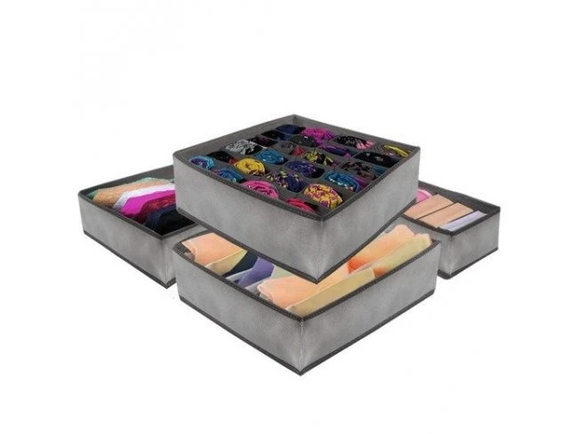 Organizér na spodnú bielizeň - sada 4 ks - sivý