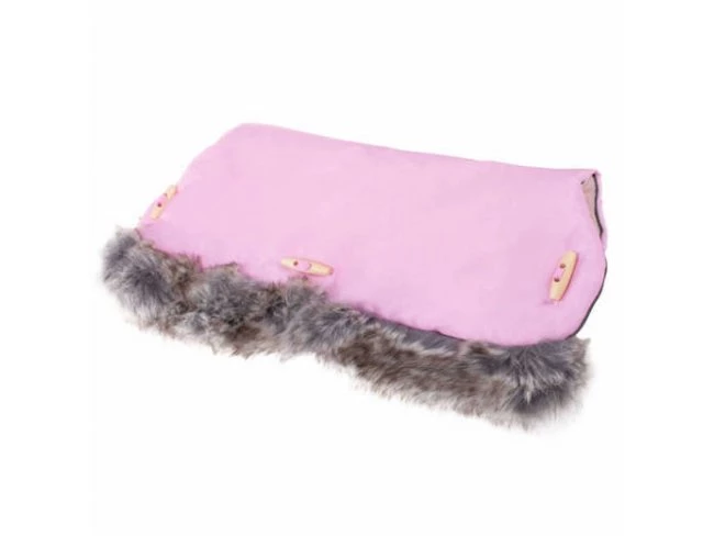 Rukávnik na kočík s kožušinou Clasic - ružový