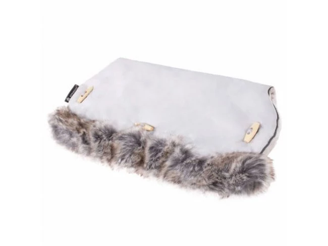 Rukávnik na kočík s kožušinou Clasic - sivý